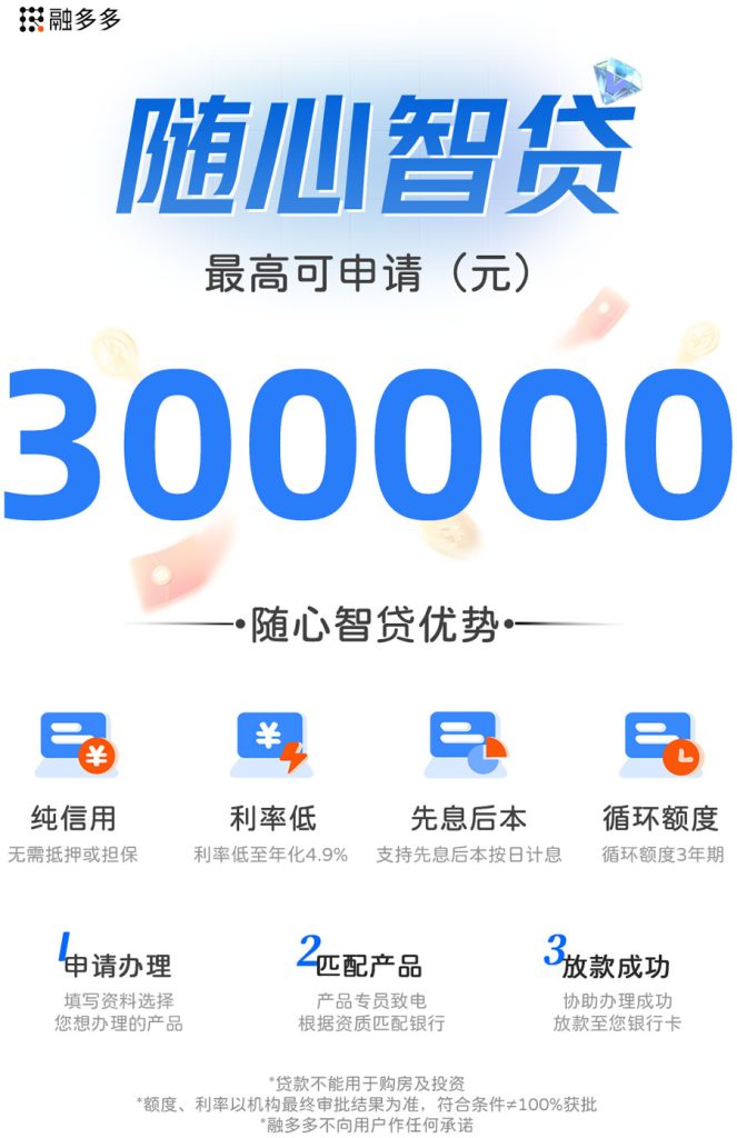 图片[1]⠂随心智贷，个人纯信用贷款，额度最高300000元