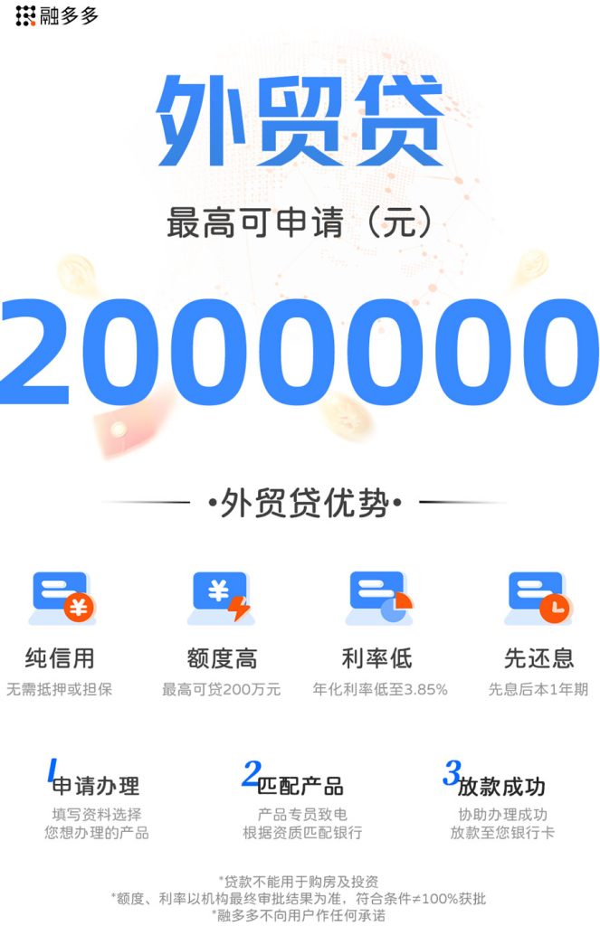 图片[1]⠂外贸贷，小微外贸企业专享贷款，最高可贷200万