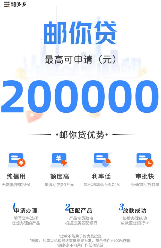 图片[1]⠂中邮消费金融.邮你贷，月收入2000可做，额度最高20万
