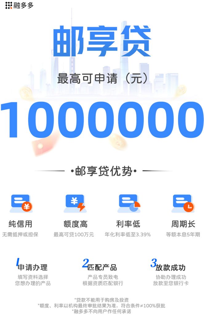 图片[1]⠂邮政银行邮享贷，面向18-65岁信用记录良好人群的信贷