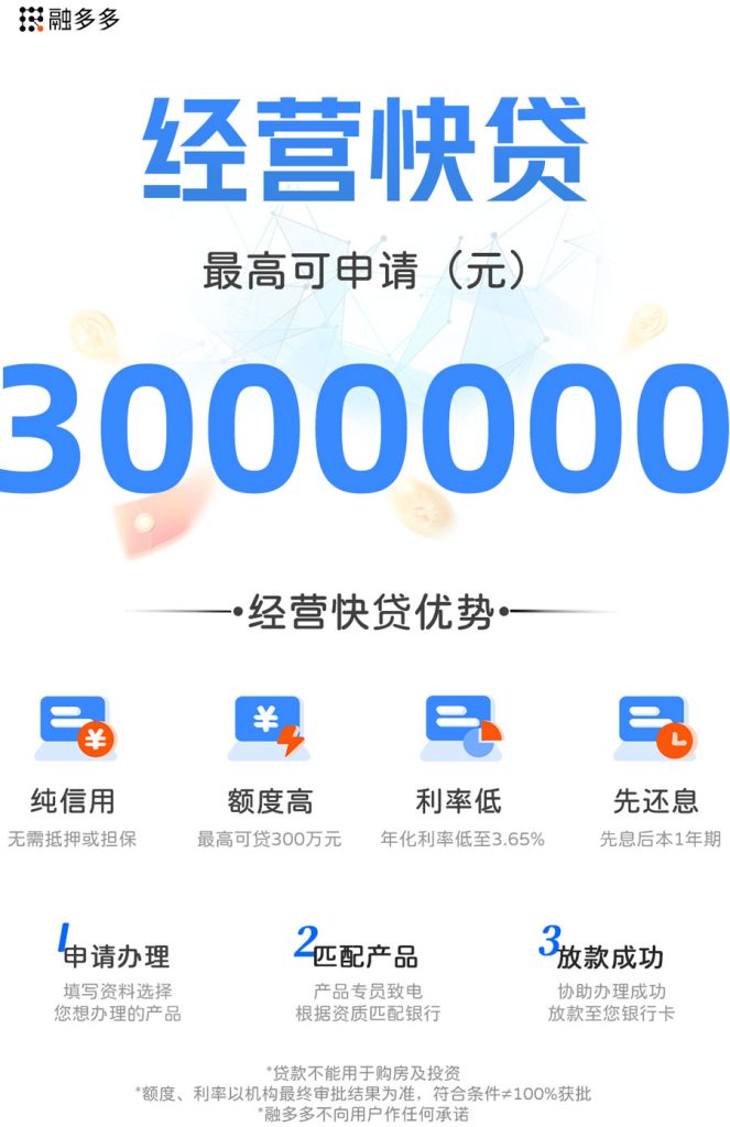 图片[1]⠂经营快贷，营业执照，银行流水可做，额度最高300万