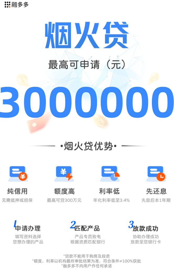 图片[1]⠂烟火贷，烟草营业执照专享贷，额度最高300万