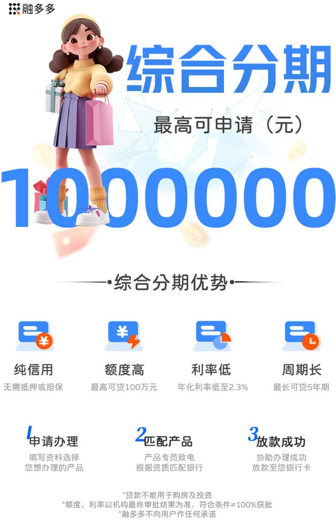 图片[1]⠂综合消费分期，个人教育、旅游、家居等专属分期额度，最高可贷100万
