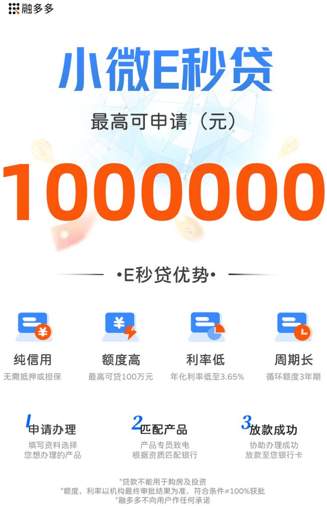 图片[1]⠂小微E秒贷，额度最高100万，线上申请，实时出额