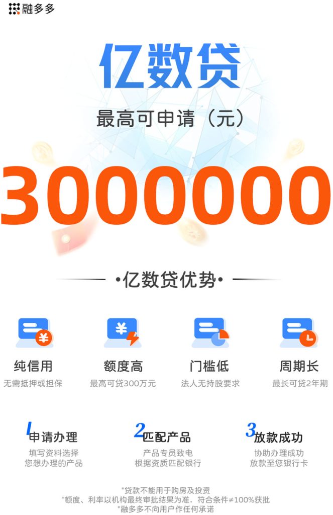 图片[1]⠂亿数贷，无需抵押或担保的商户贷，额度最高300万