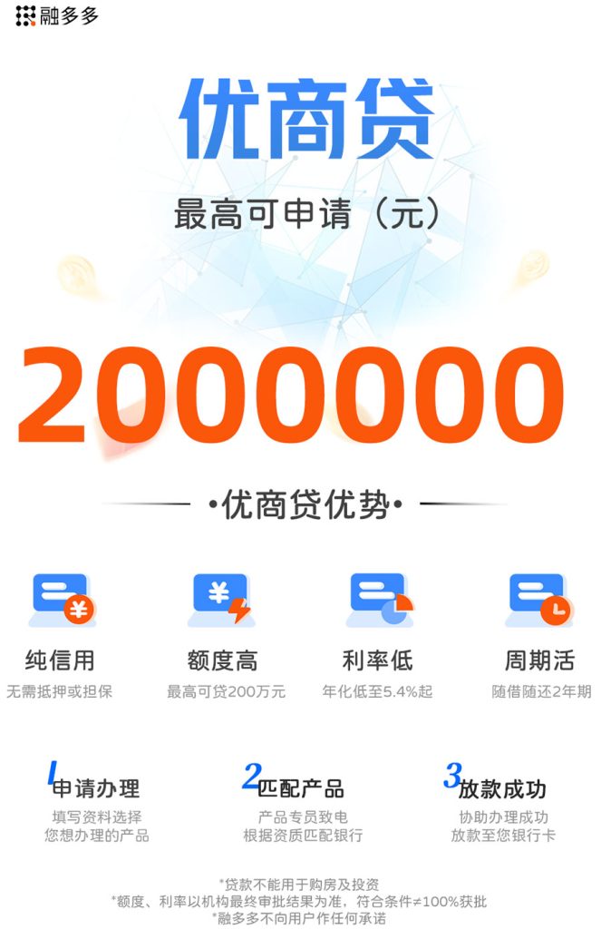优商贷，白名单准入企业票贷，额度最高200万
